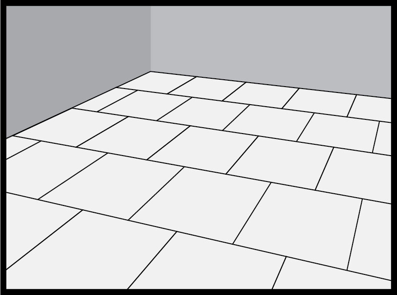 Rubber tile full floor brick pattern